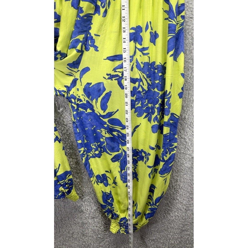 Anthropologie Vega Lounge Jumpsuit Women's XSP Blue Green Tropical Boho Casual - Picture 11 of 14
